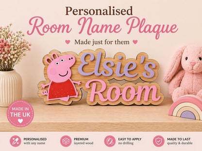 Personalised Kids Room Name Sign UK Wooden Door Plaque Custom Bedroom Nursery Sign Girls Room Decor