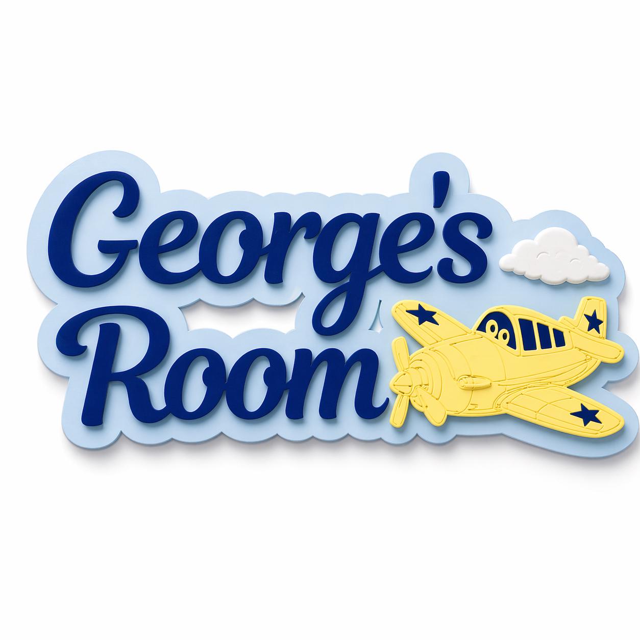 Personalised Kids Room Sign, Custom Name Door Sign, Boys Bedroom Wall Decor, Airplane Nursery Sign, Childrens Name Plaque, Gift for Boy