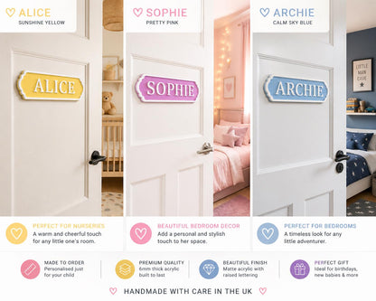 Personalised Door Name Sign | Kids Bedroom Door Plaque | Custom Acrylic Name Sign | Nursery Door Sign | Childrens Room Decor UK
