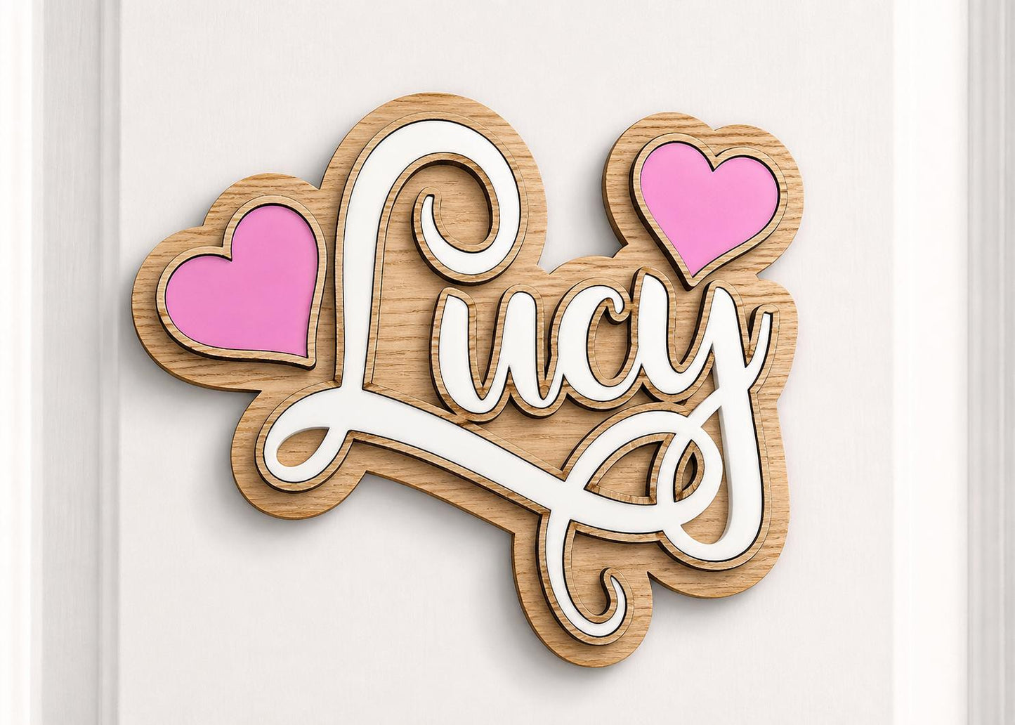 Personalised Wooden Name Sign | 3D Door Name Plaque | Custom Kids Room Decor | Oak & Acrylic | Nursery Bedroom Door Sign | Handmade Gift UK