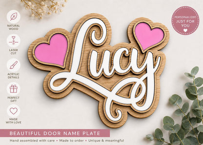 Personalised Wooden Name Sign | 3D Door Name Plaque | Custom Kids Room Decor | Oak & Acrylic | Nursery Bedroom Door Sign | Handmade Gift UK