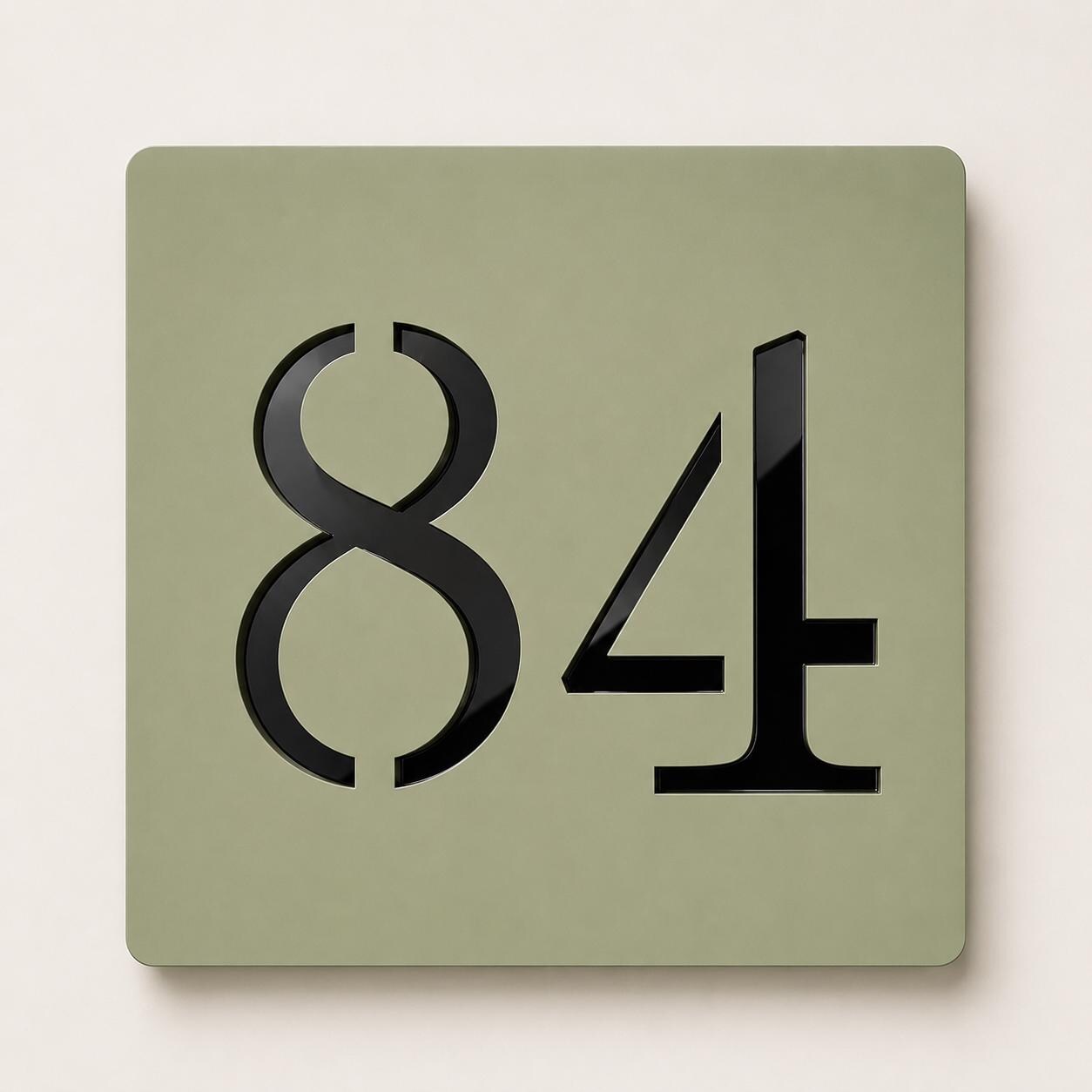 Sage Green House Number Sign UK Personalised Address Plaque Mirror Silver Acrylic Door Number Sign Modern Outdoor House Sign