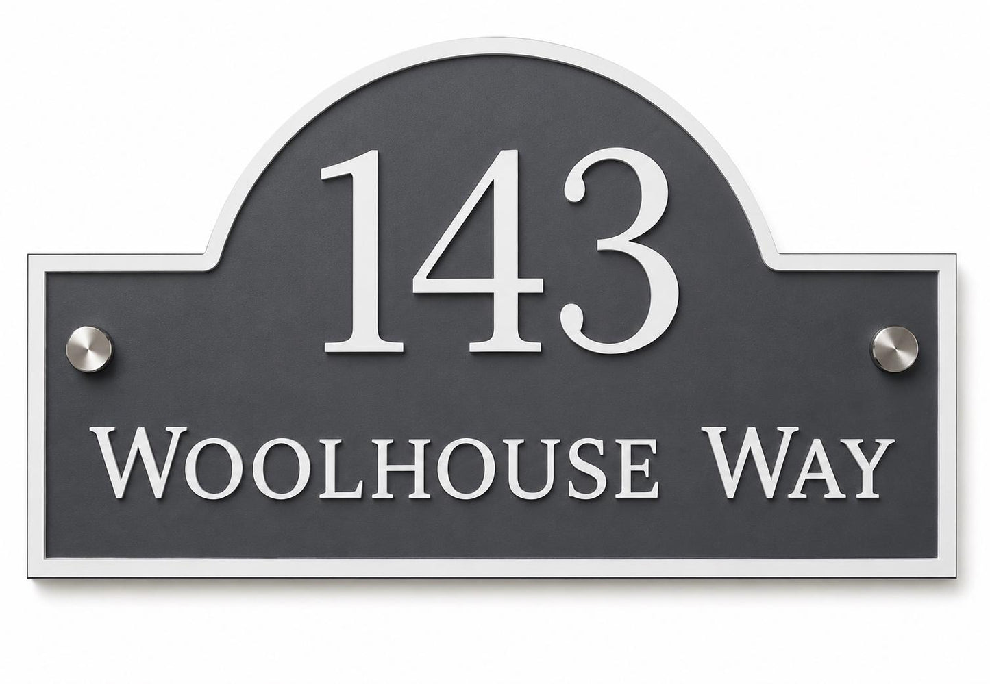 Mineral Grey House Sign Personalised Address Plaque Door Number Sign UK Acrylic Standoff Fixings