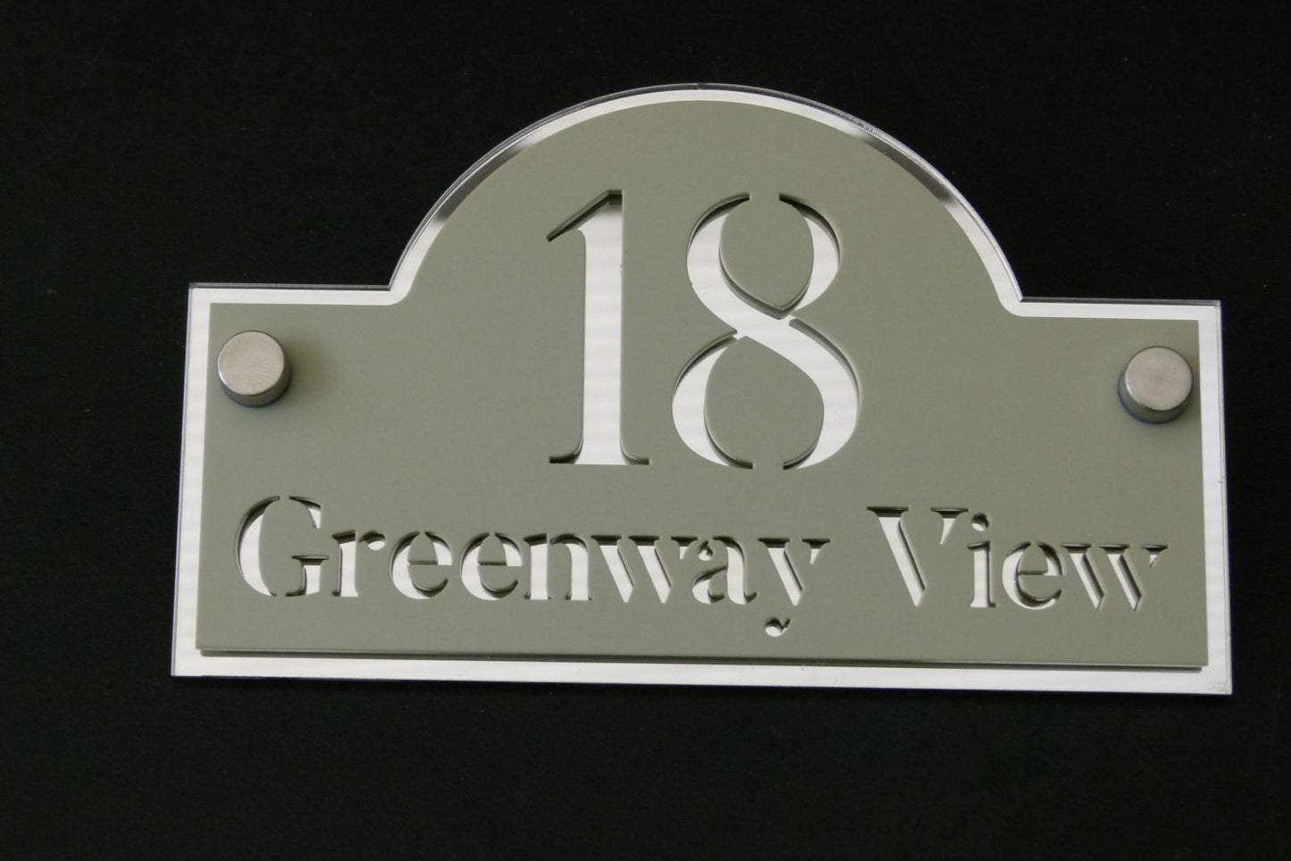 Sage Green House Sign Personalised Address Plaque Door Number Sign UK Mirror Silver Acrylic House Number Sign Modern Door Sign