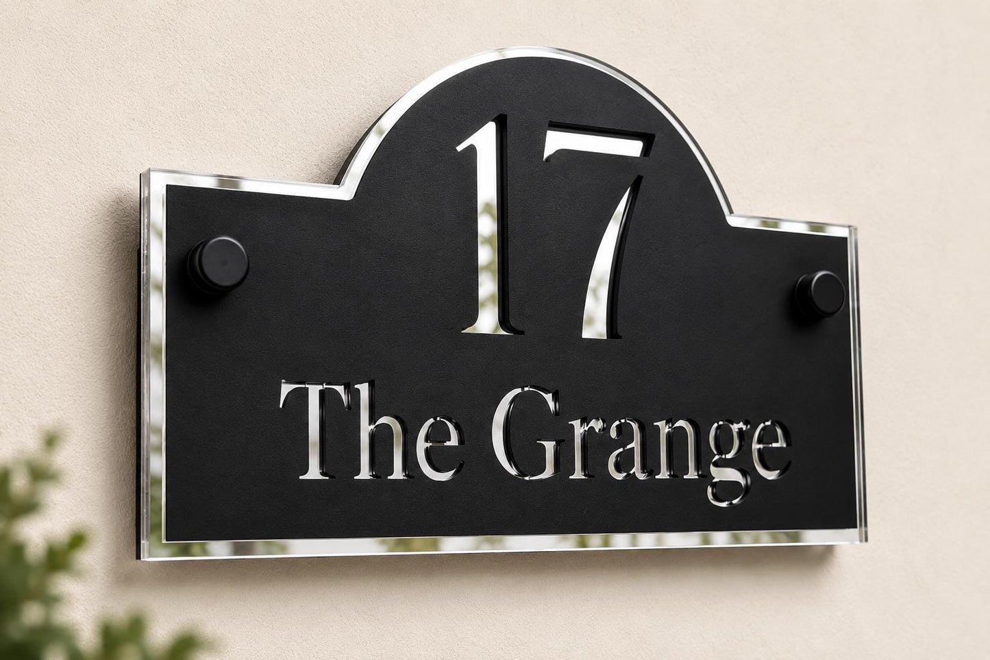 Matt Black & Mirror Silver House Sign Personalised Address Plaque Modern Door Number Sign Outdoor Acrylic House Sign UK