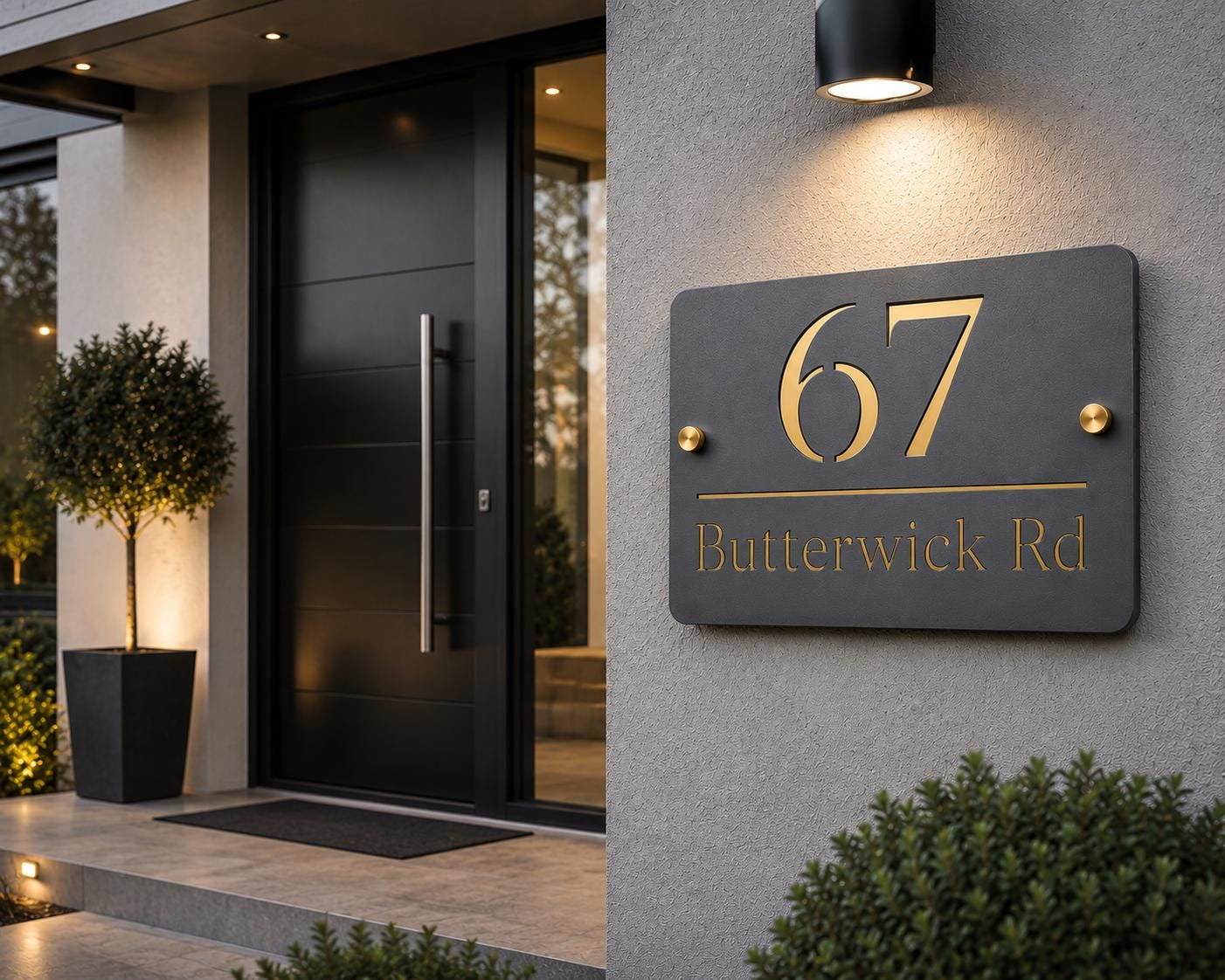 House Number Sign Personalised Anthracite Grey Address Plaque | Modern Slate Grey Door Number Sign | Acrylic House Sign UK