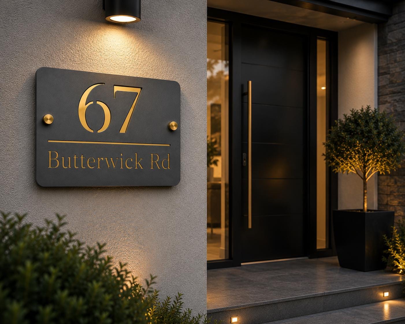 House Number Sign Personalised Anthracite Grey Address Plaque | Modern Slate Grey Door Number Sign | Acrylic House Sign UK