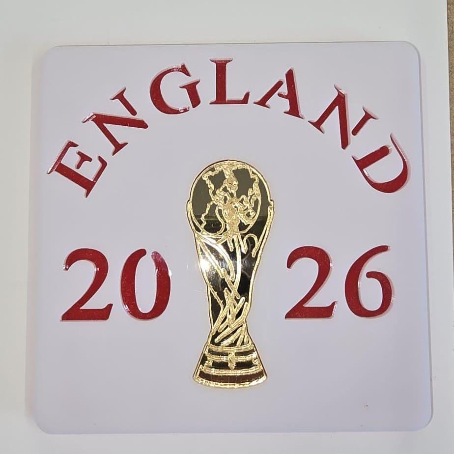 World Cup 2026 Coasters Set | Acrylic England Football Fan Coasters | Three Lions 2026 | England Supporters Gift | High Gloss