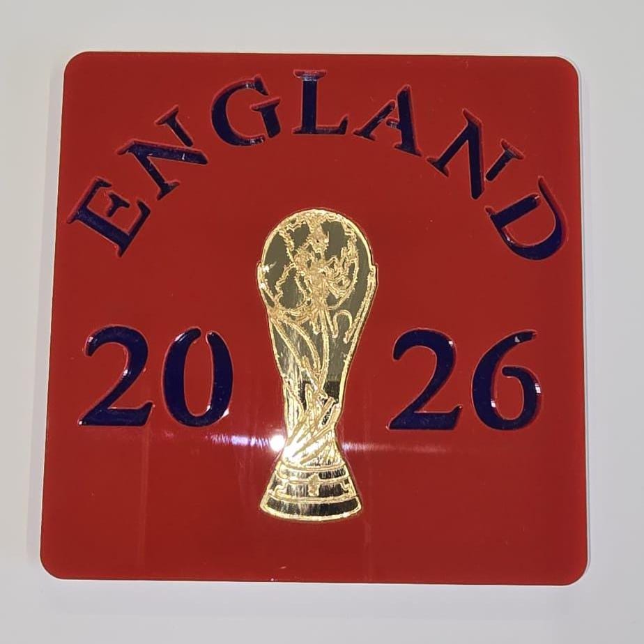World Cup 2026 Coasters Set | Acrylic England Football Fan Coasters | Three Lions 2026 | England Supporters Gift | High Gloss