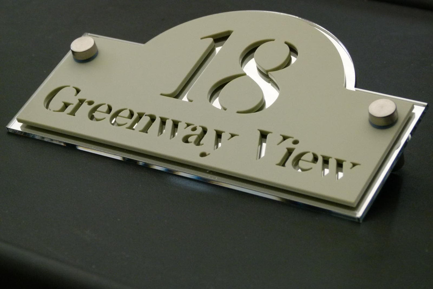 Sage Green House Sign Personalised Address Plaque Door Number Sign UK Mirror Silver Acrylic House Number Sign Modern Door Sign