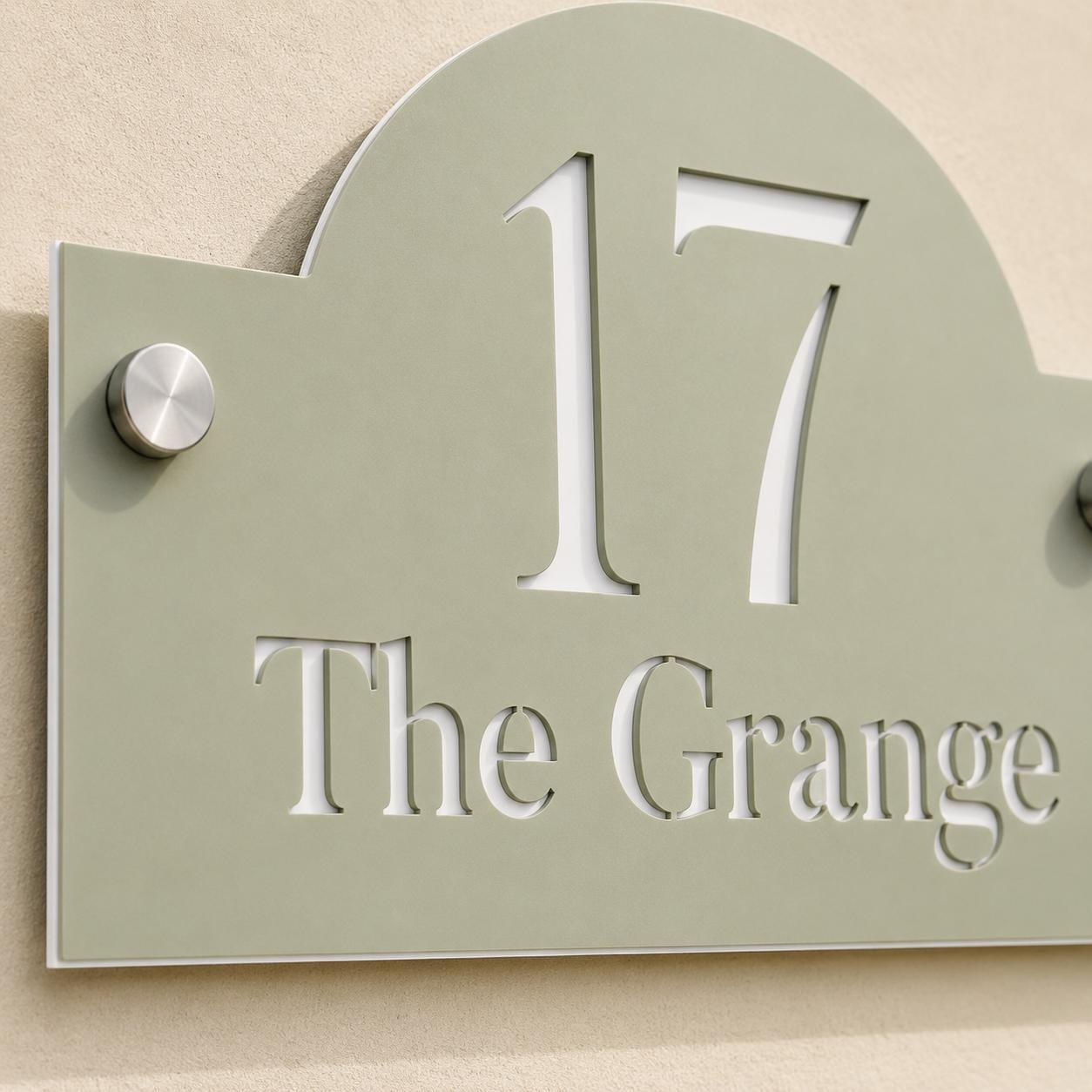 Sage Green House Sign Personalised Address Plaque Modern Door Number Sign Outdoor Acrylic House Name Sign with Standoff Fixings