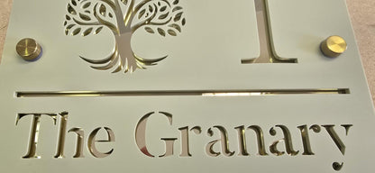 Sage Green House Sign Personalised Address Plaque Mirror Gold Acrylic Door Number Sign Modern House Sign UK