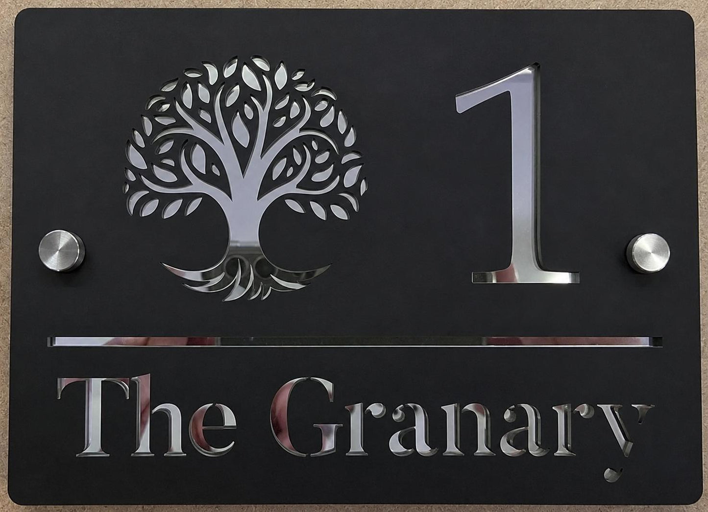 Black House Sign Personalised Address Plaque Mirror Silver Door Number Sign Modern Acrylic House Name Sign UK