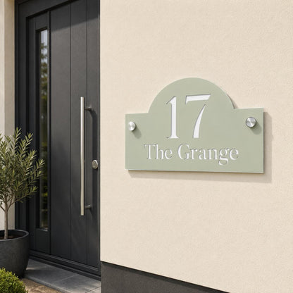 Sage Green House Sign Personalised Address Plaque Modern Door Number Sign Outdoor Acrylic House Name Sign with Standoff Fixings