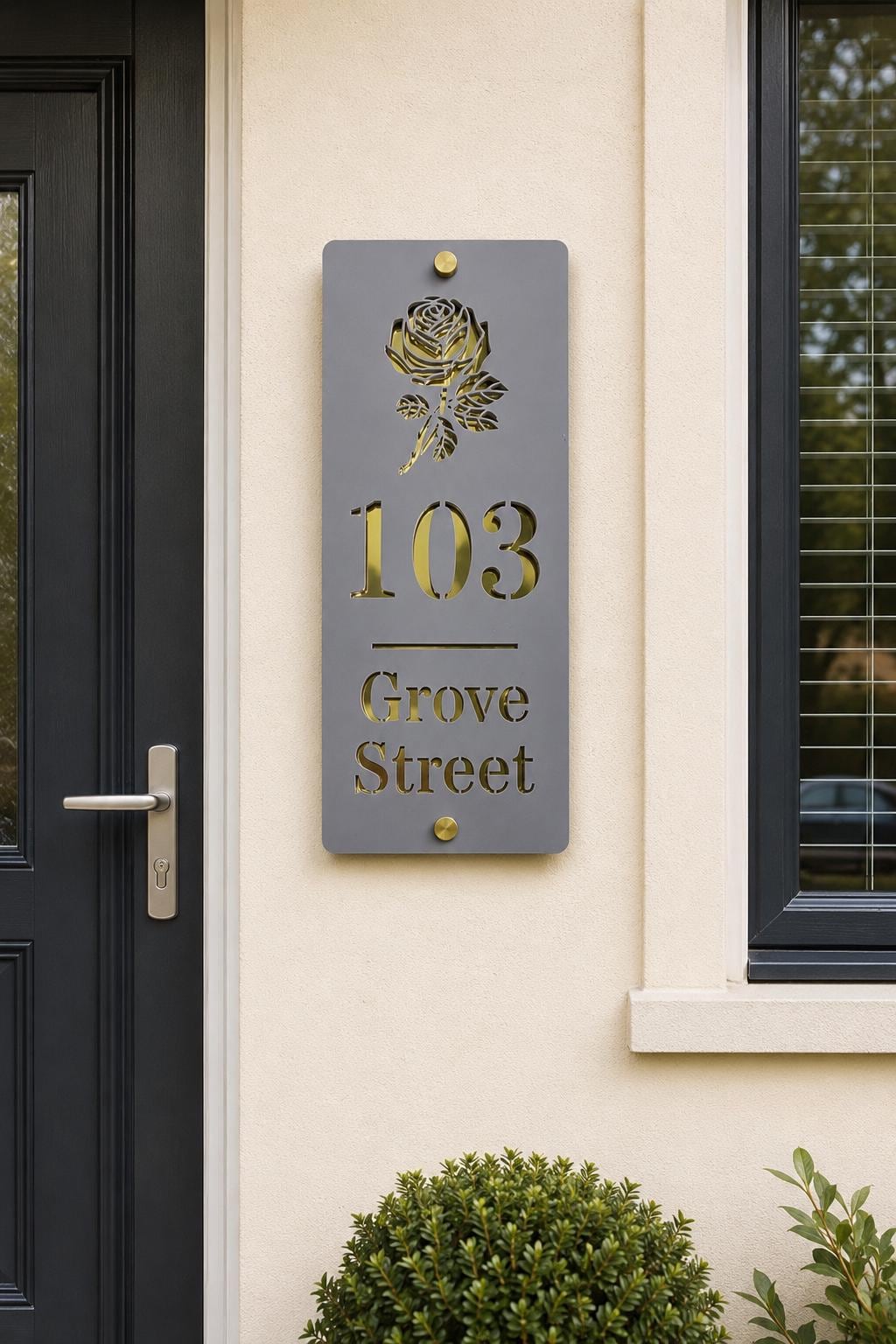 Lavender & Mirror Gold House Sign | Personalised Door Number - Street Name Plaque | Modern Acrylic Address Sign UK | Custom House Sign