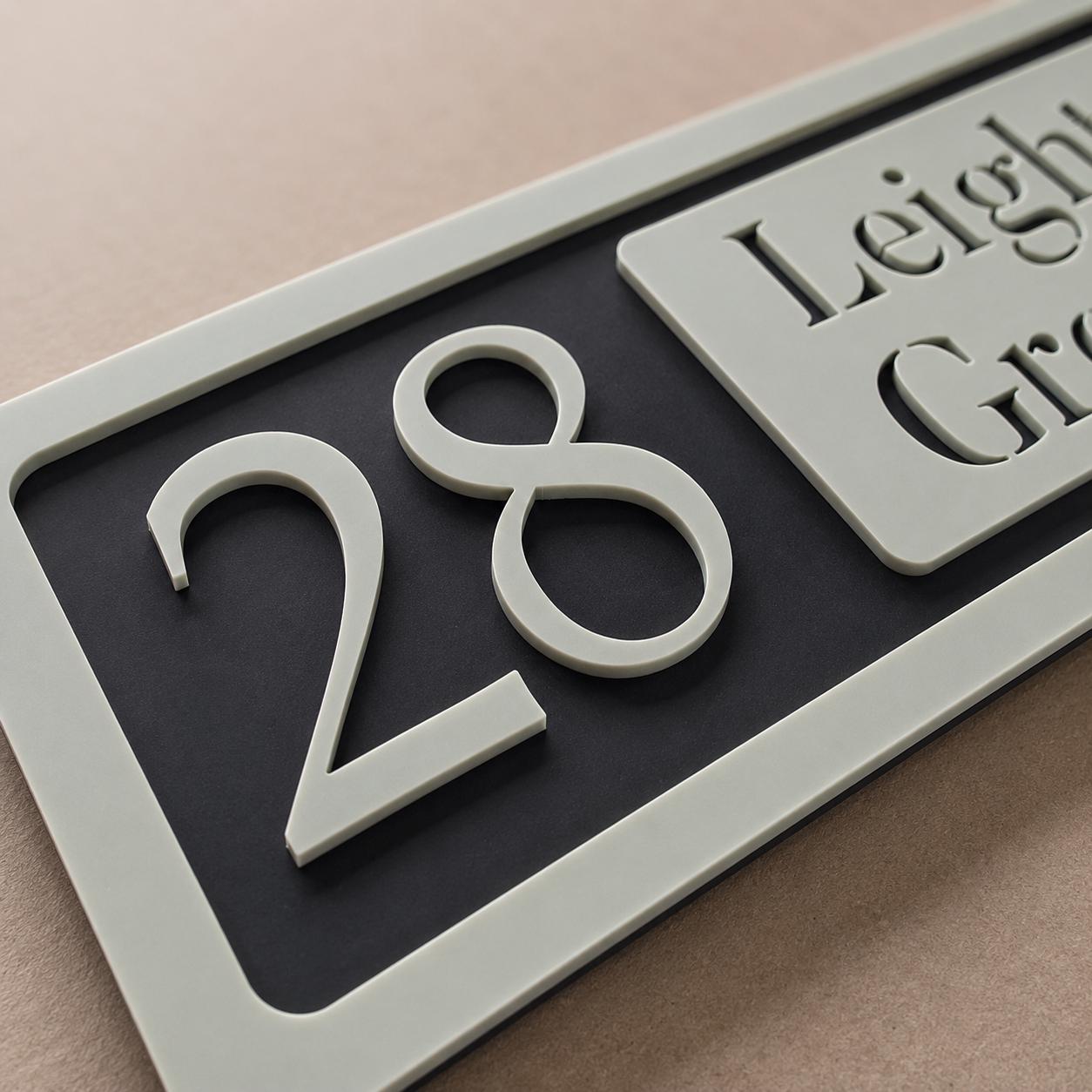 Personalised House Number Sign | Modern 3D Acrylic Address Plaque | Street Name House Sign | Sage Green Door Number Sign