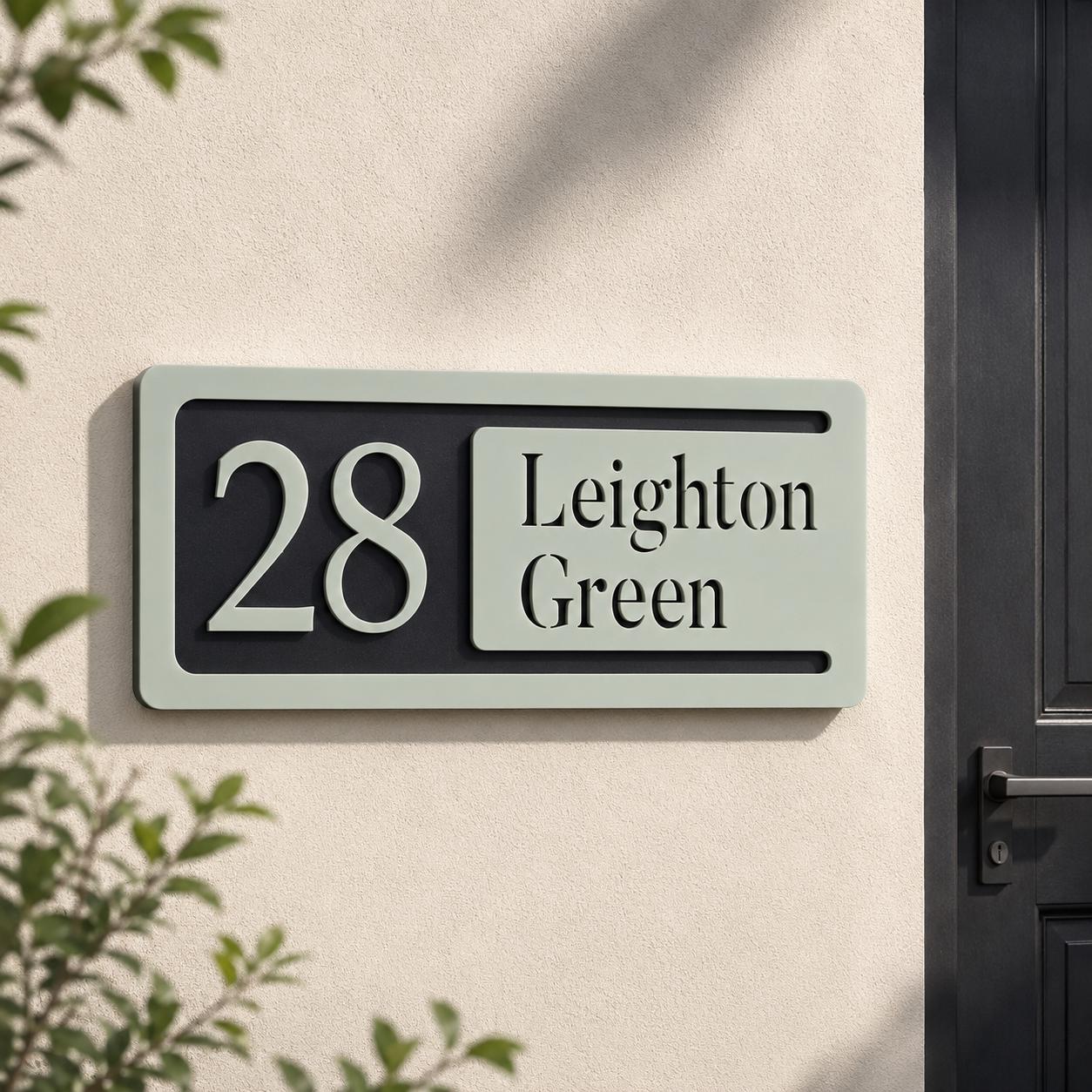 Personalised House Number Sign | Modern 3D Acrylic Address Plaque | Street Name House Sign | Sage Green Door Number Sign