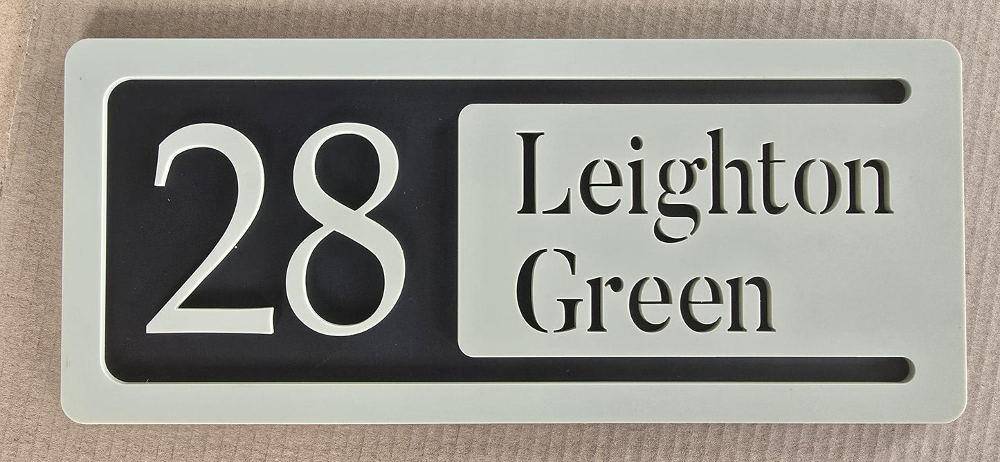 Personalised House Number Sign | Modern 3D Acrylic Address Plaque | Street Name House Sign | Sage Green Door Number Sign