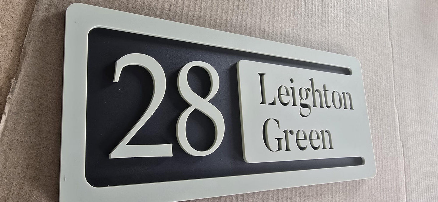 Personalised House Number Sign | Modern 3D Acrylic Address Plaque | Street Name House Sign | Sage Green Door Number Sign