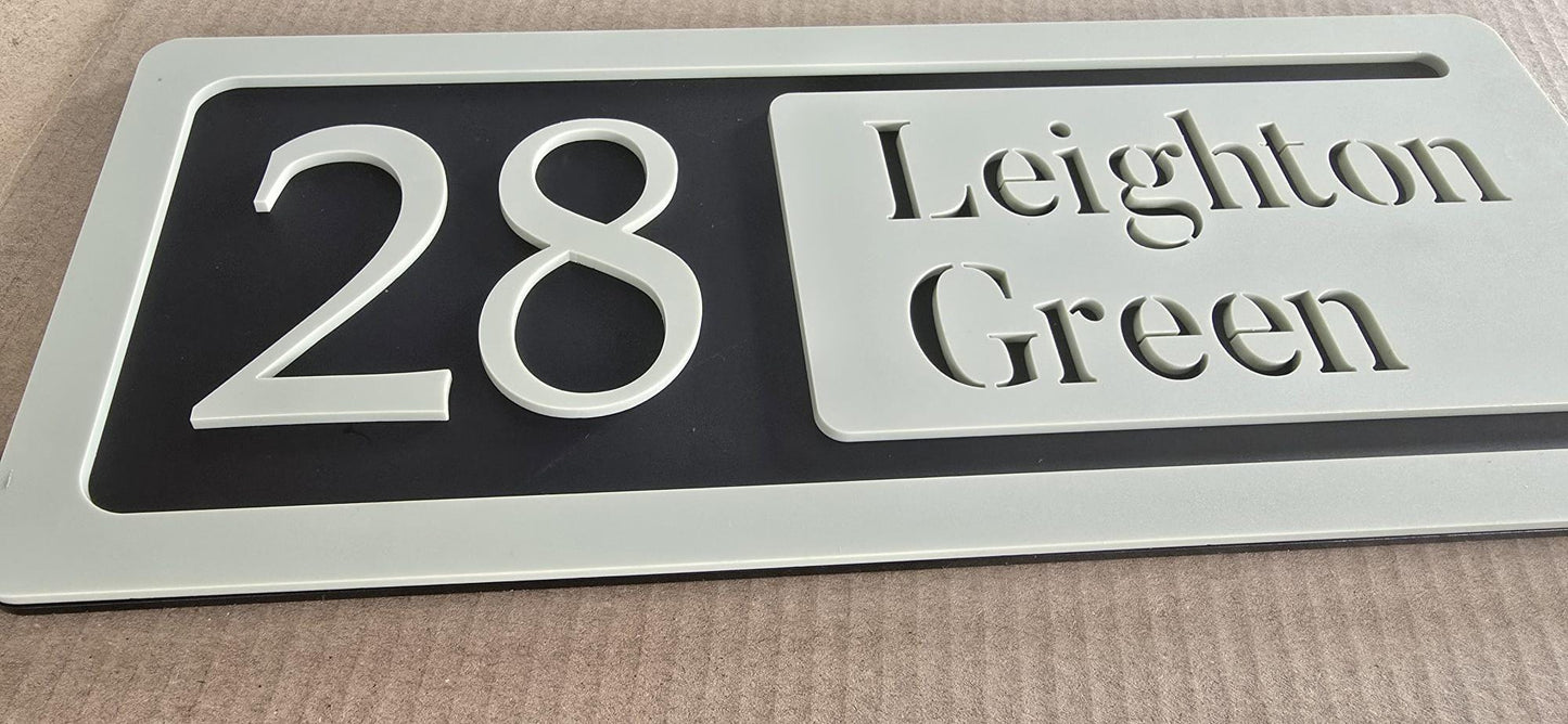 Personalised House Number Sign | Modern 3D Acrylic Address Plaque | Street Name House Sign | Sage Green Door Number Sign