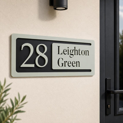 Personalised House Number Sign | Modern 3D Acrylic Address Plaque | Street Name House Sign | Sage Green Door Number Sign