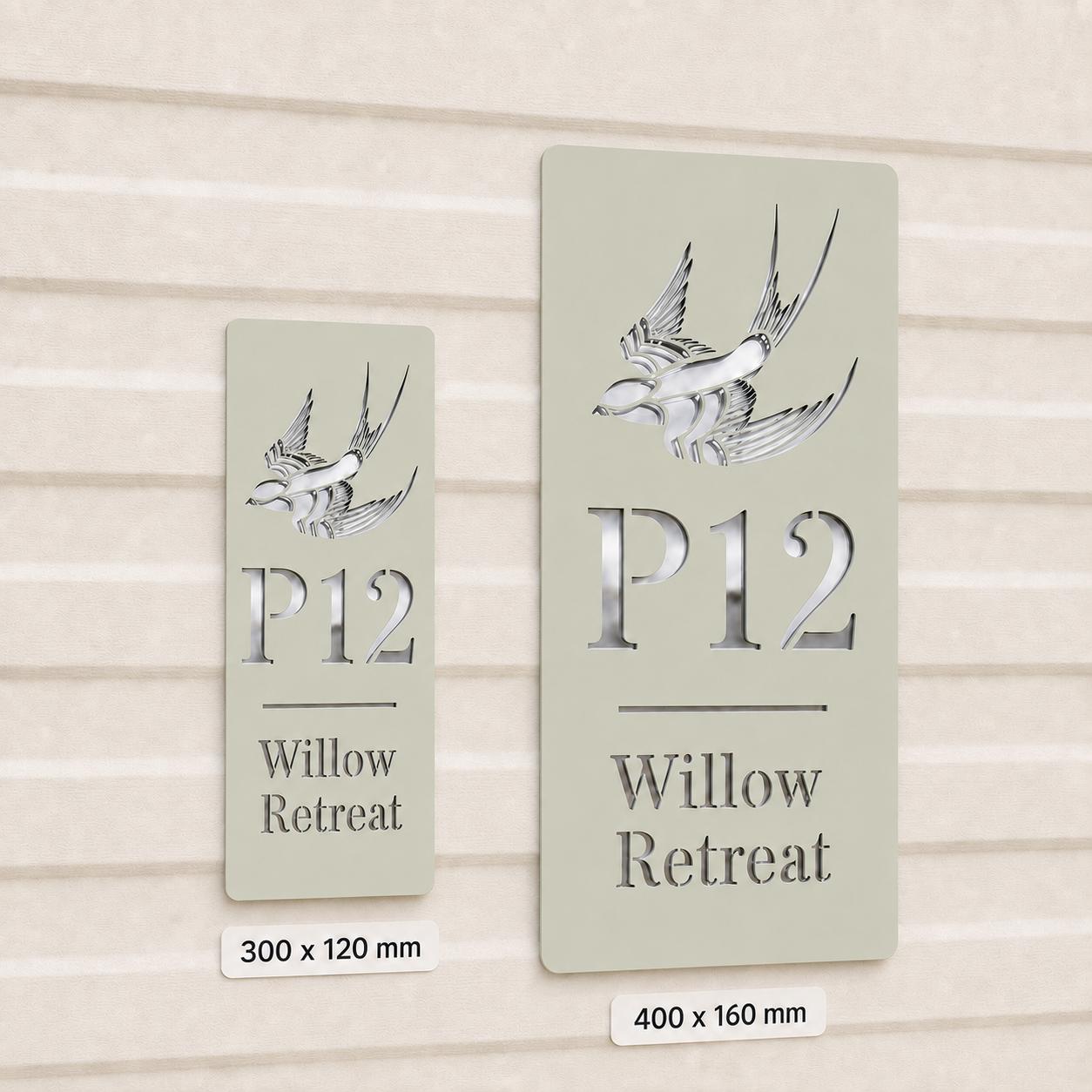 Personalised Static Caravan Sign | Sage Green Acrylic Plot Number Plaque | Holiday Home Sign | No Drill Caravan Door Sign screw or stick on
