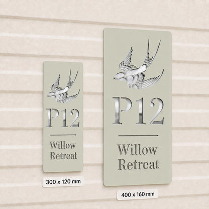 Personalised Static Caravan Sign | Sage Green Acrylic Plot Number Plaque | Holiday Home Sign | No Drill Caravan Door Sign screw or stick on