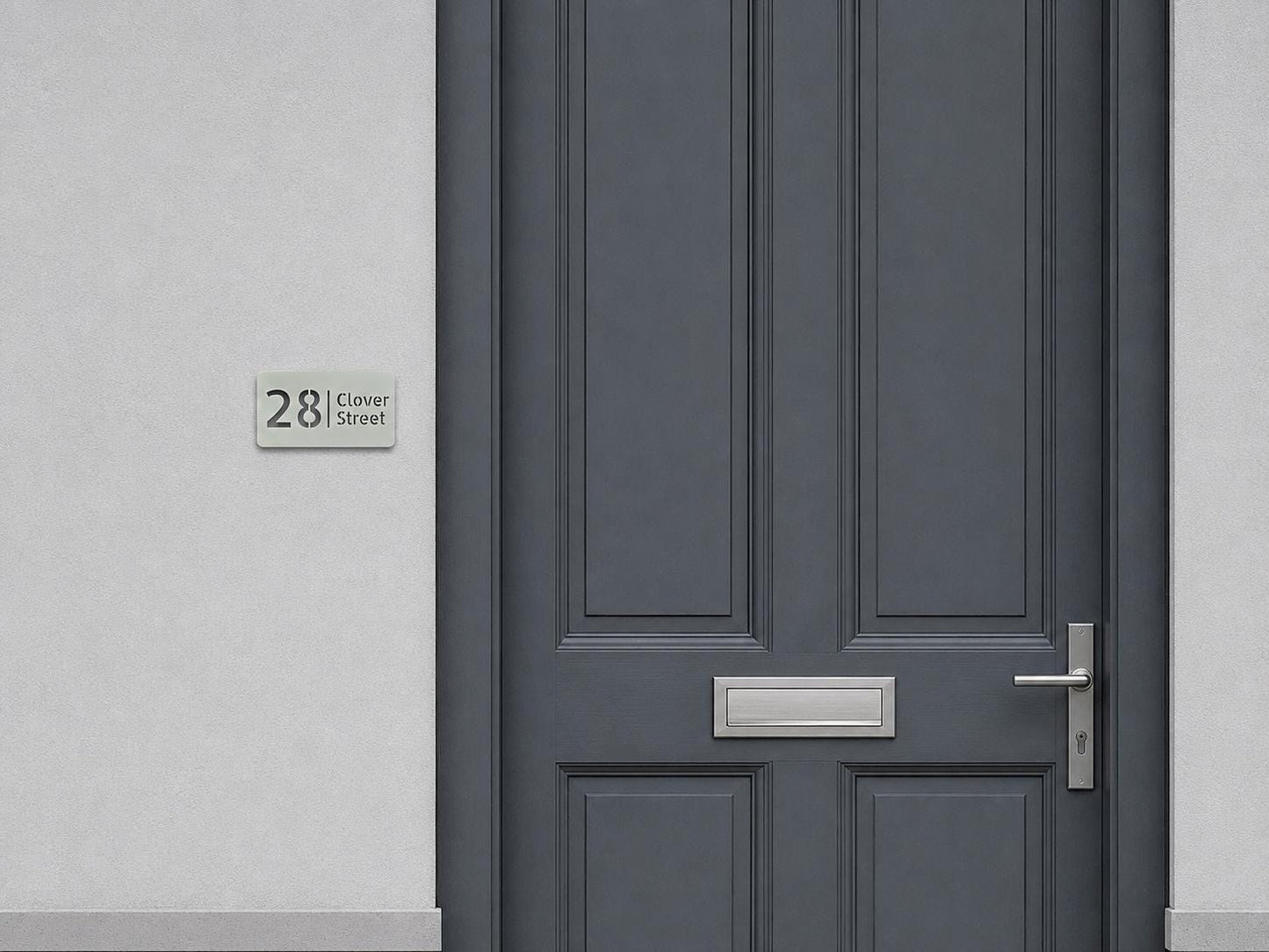 Personalised House Number Sign – Compact Sage Green Acrylic Address Plaque, 15 × 8 cm, Hidden Fixings