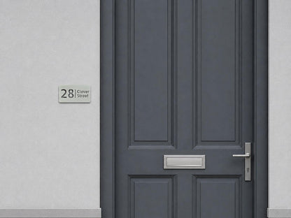 Personalised House Number Sign – Compact Sage Green Acrylic Address Plaque, 15 × 8 cm, Hidden Fixings
