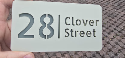 Personalised House Number Sign – Compact Sage Green Acrylic Address Plaque, 15 × 8 cm, Hidden Fixings