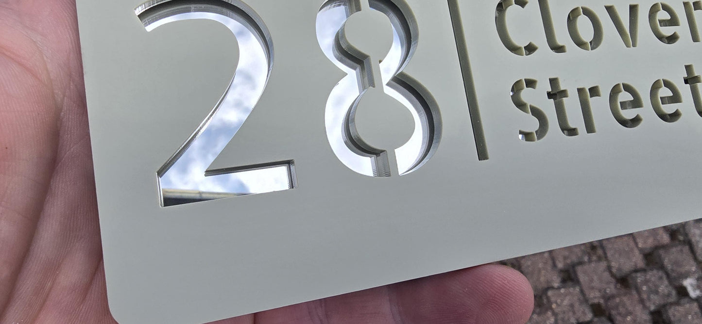 Personalised House Number Sign – Compact Sage Green Acrylic Address Plaque, 15 × 8 cm, Hidden Fixings
