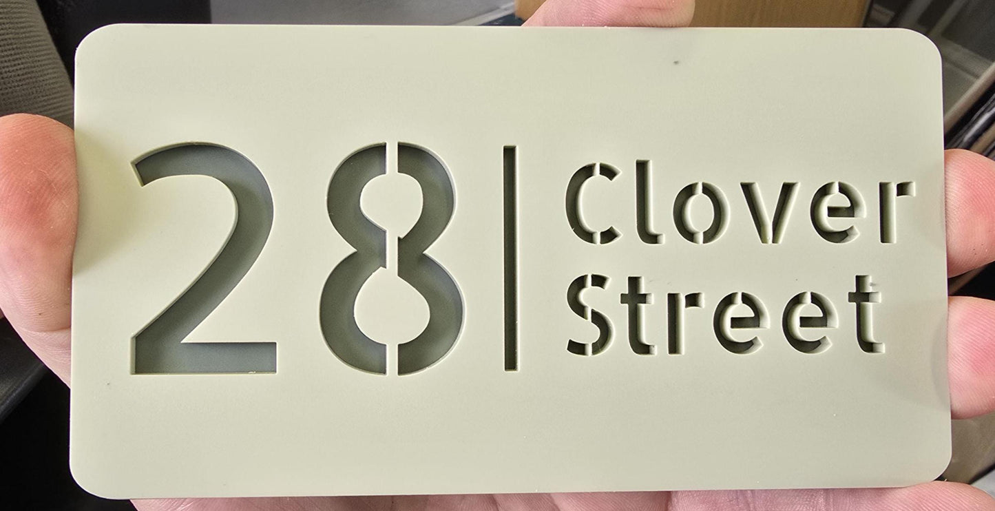 Personalised House Number Sign – Compact Sage Green Acrylic Address Plaque, 15 × 8 cm, Hidden Fixings