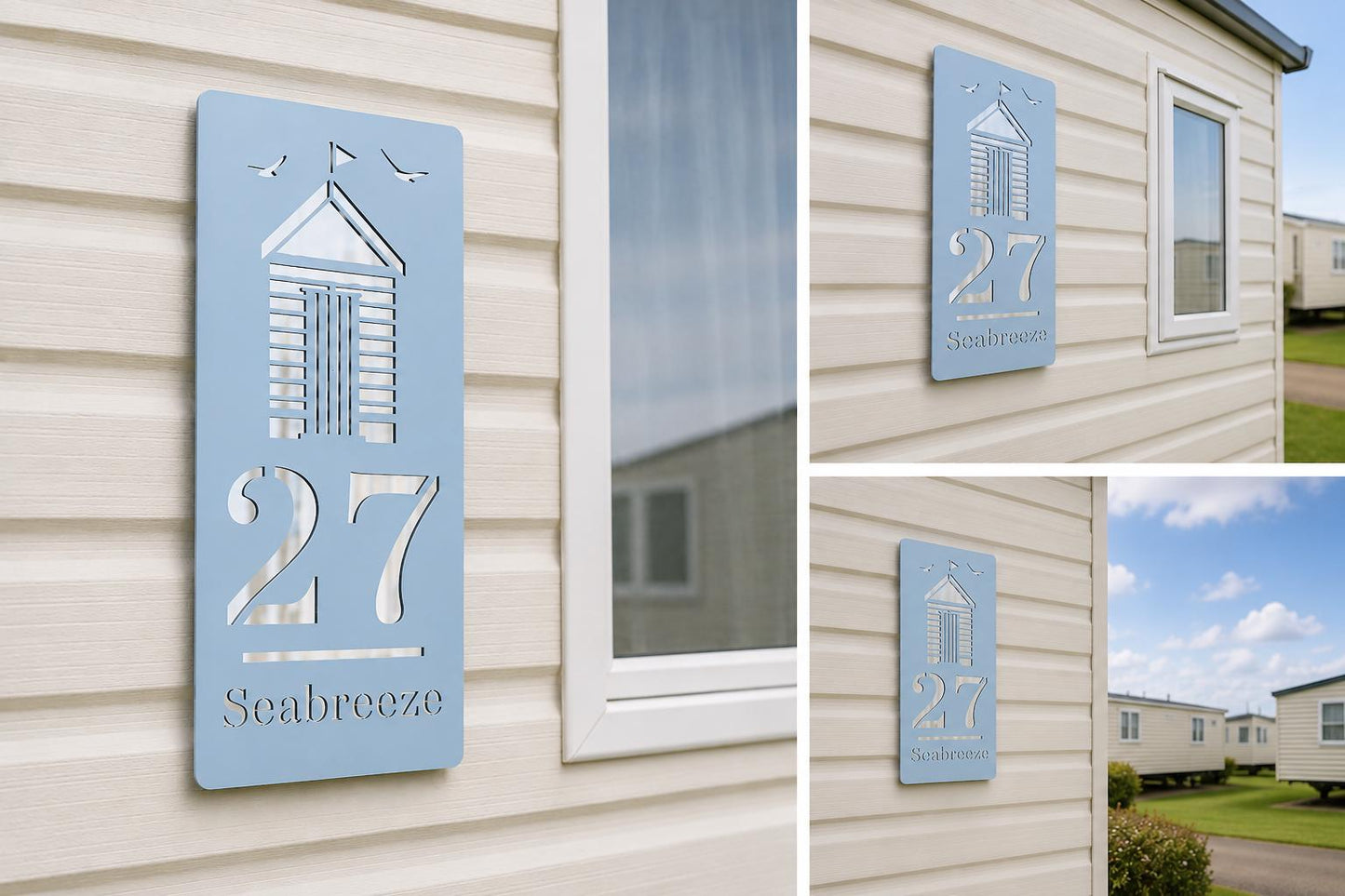 Personalised Beach Hut Caravan Sign, Custom Static Caravan Number Plaque, Coastal Holiday Home Sign