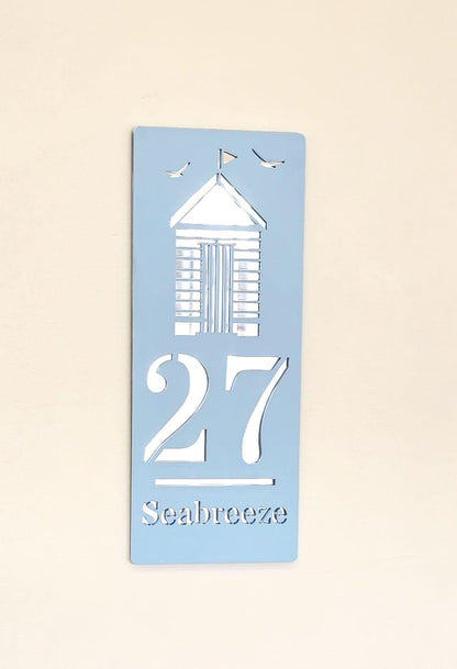 Personalised Beach Hut Caravan Sign, Custom Static Caravan Number Plaque, Coastal Holiday Home Sign