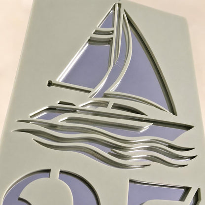 Personalised Caravan Sign with Sailing Boat, Custom Static Caravan Name Plaque, Nautical Holiday Home Sign, Yacht Caravan Decor