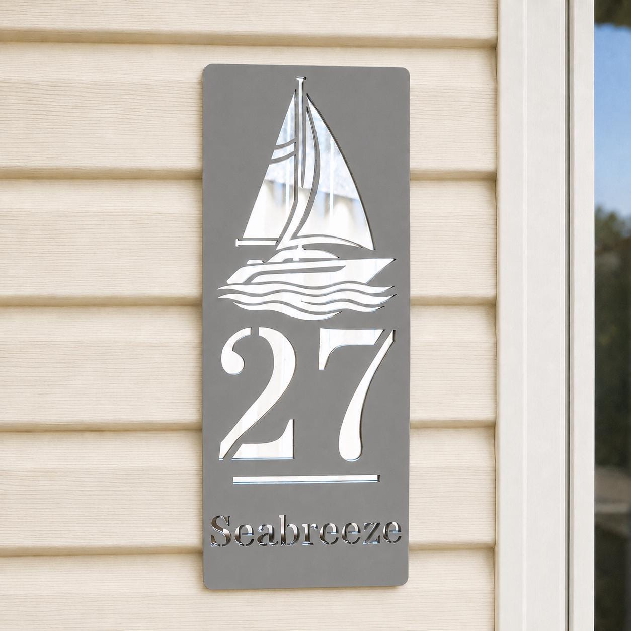 Personalised Caravan Sign with Sailing Boat, Custom Static Caravan Name Plaque, Nautical Holiday Home Sign, Yacht Caravan Decor