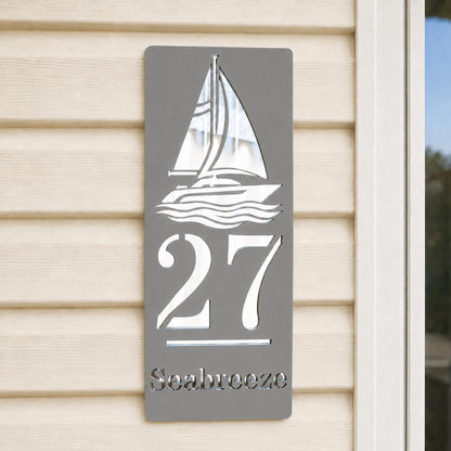 Personalised Caravan Sign with Sailing Boat, Custom Static Caravan Name Plaque, Nautical Holiday Home Sign, Yacht Caravan Decor