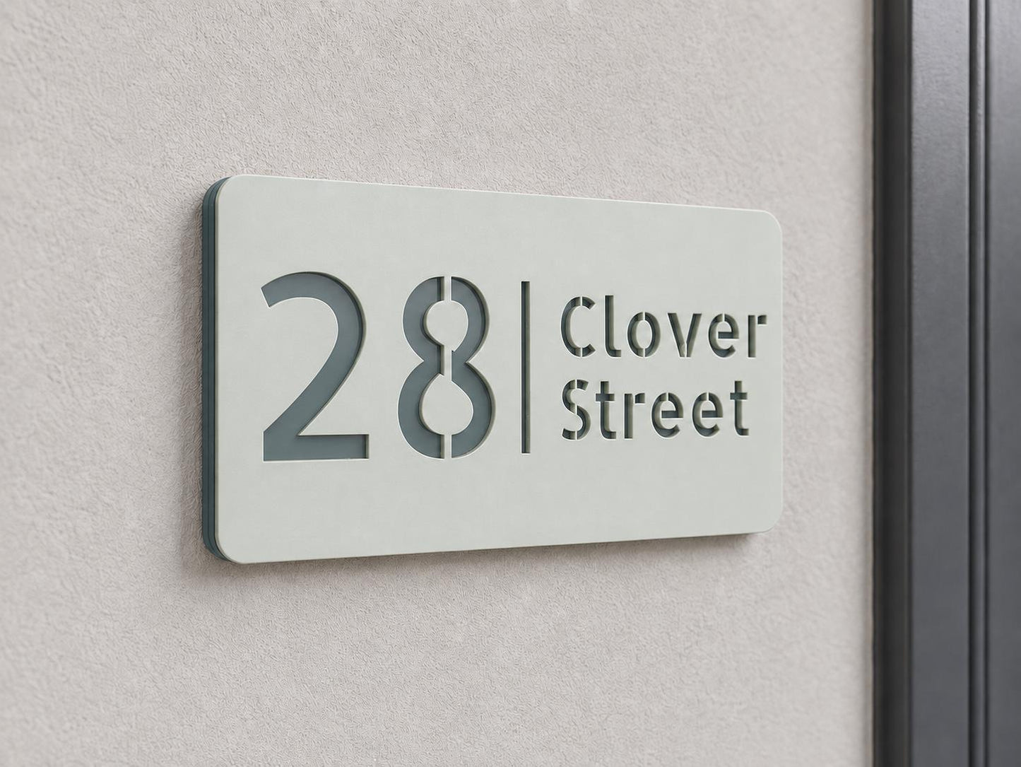 Personalised House Number Sign – Compact Sage Green Acrylic Address Plaque, 15 × 8 cm, Hidden Fixings