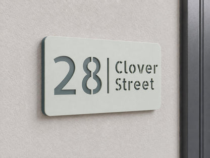Personalised House Number Sign – Compact Sage Green Acrylic Address Plaque, 15 × 8 cm, Hidden Fixings