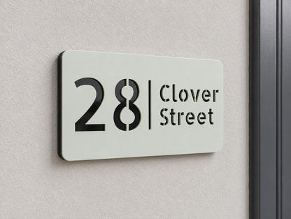 Personalised House Number Sign – Compact Sage Green Acrylic Address Plaque, 15 × 8 cm, Hidden Fixings