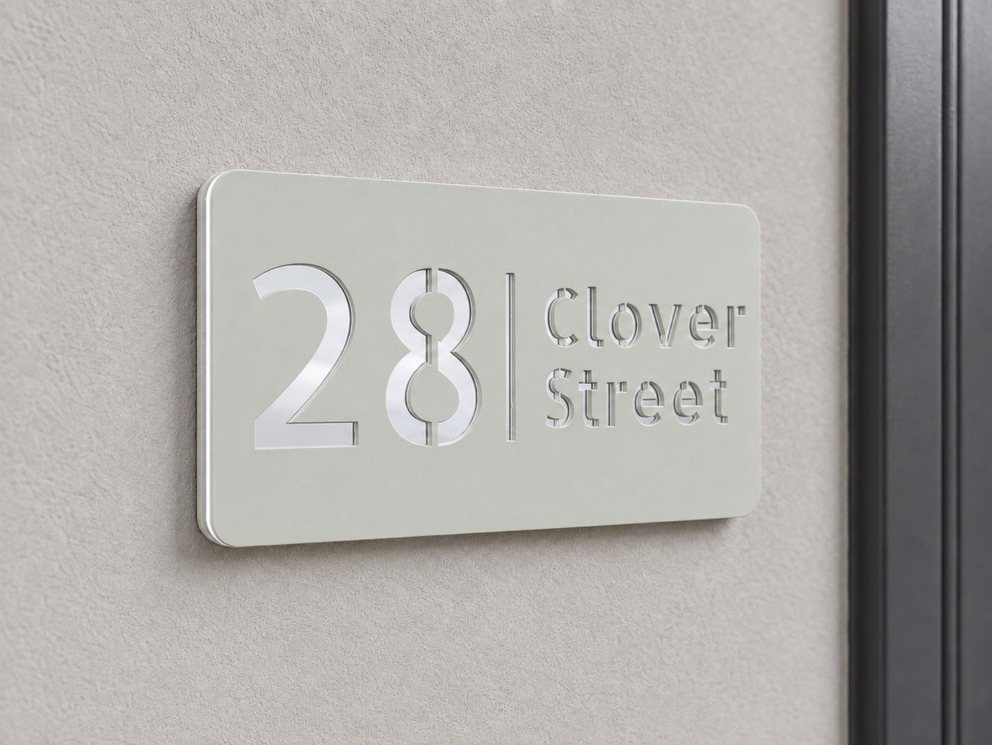 Personalised House Number Sign – Compact Sage Green Acrylic Address Plaque, 15 × 8 cm, Hidden Fixings