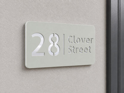 Personalised House Number Sign – Compact Sage Green Acrylic Address Plaque, 15 × 8 cm, Hidden Fixings