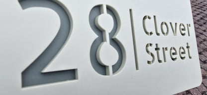 Personalised House Number Sign – Compact Sage Green Acrylic Address Plaque, 15 × 8 cm, Hidden Fixings