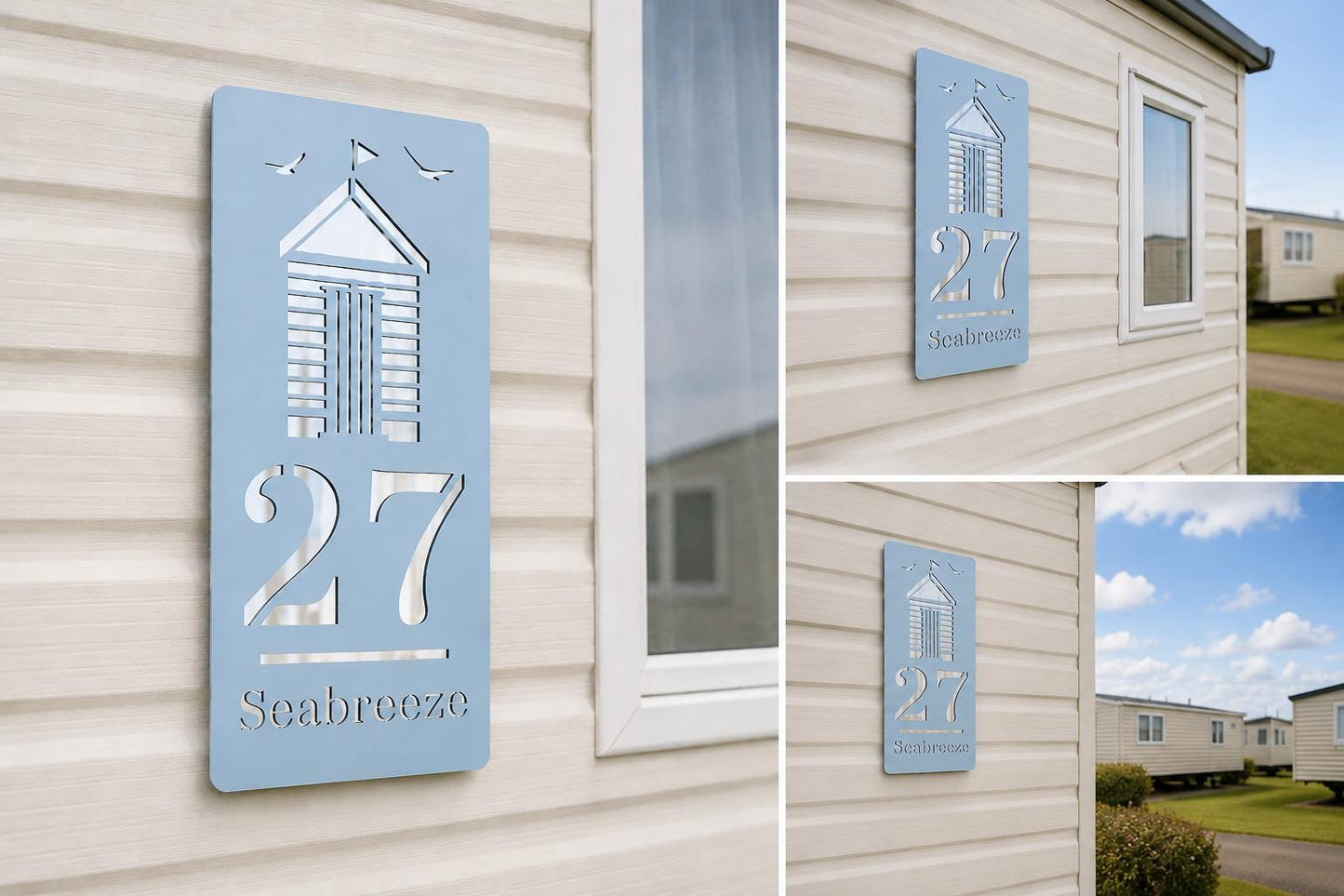 Personalised Beach Hut Caravan Sign, Custom Static Caravan Number Plaque, Coastal Holiday Home Sign