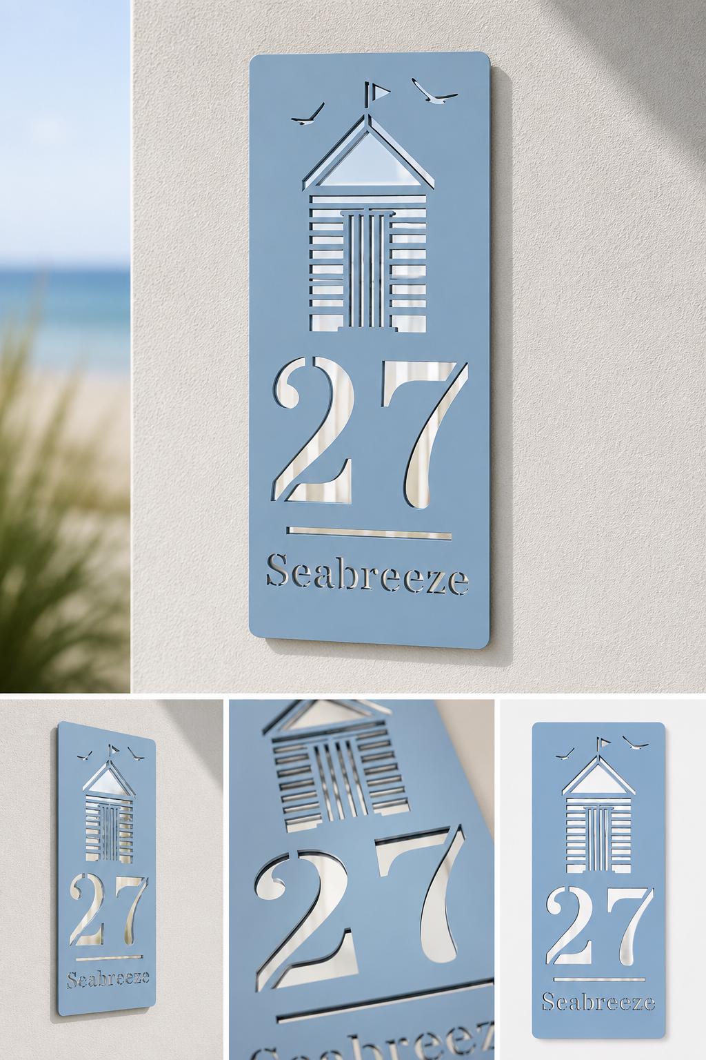 Personalised Beach Hut Caravan Sign, Custom Static Caravan Number Plaque, Coastal Holiday Home Sign