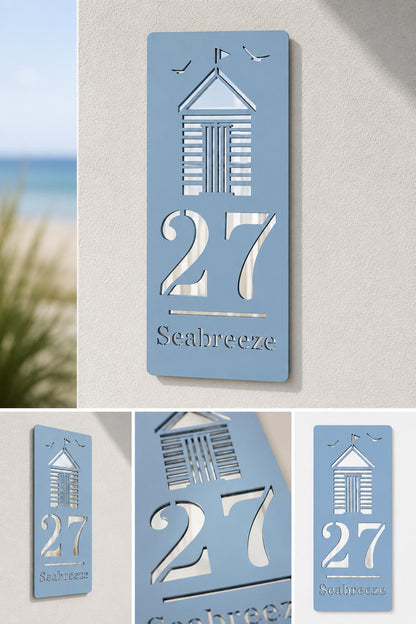 Personalised Beach Hut Caravan Sign, Custom Static Caravan Number Plaque, Coastal Holiday Home Sign