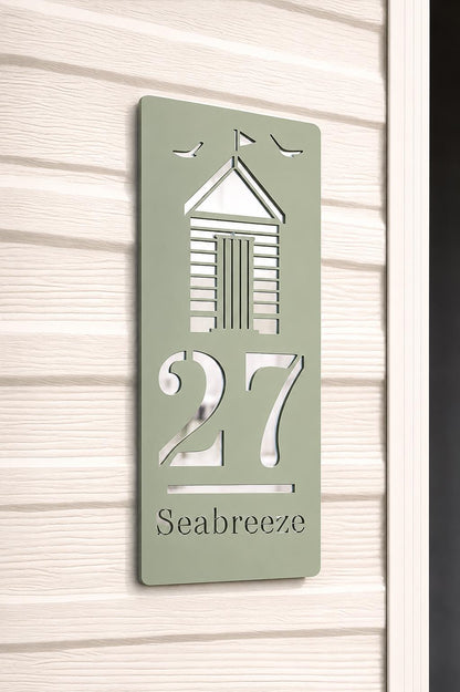 Personalised Beach Hut Caravan Sign, Custom Static Caravan Number Plaque, Coastal Holiday Home Sign