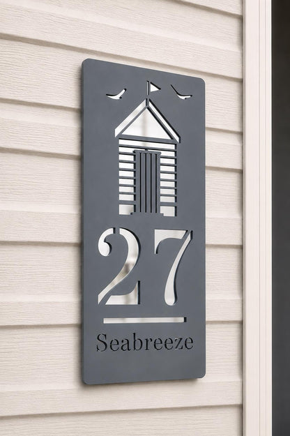Personalised Beach Hut Caravan Sign, Custom Static Caravan Number Plaque, Coastal Holiday Home Sign