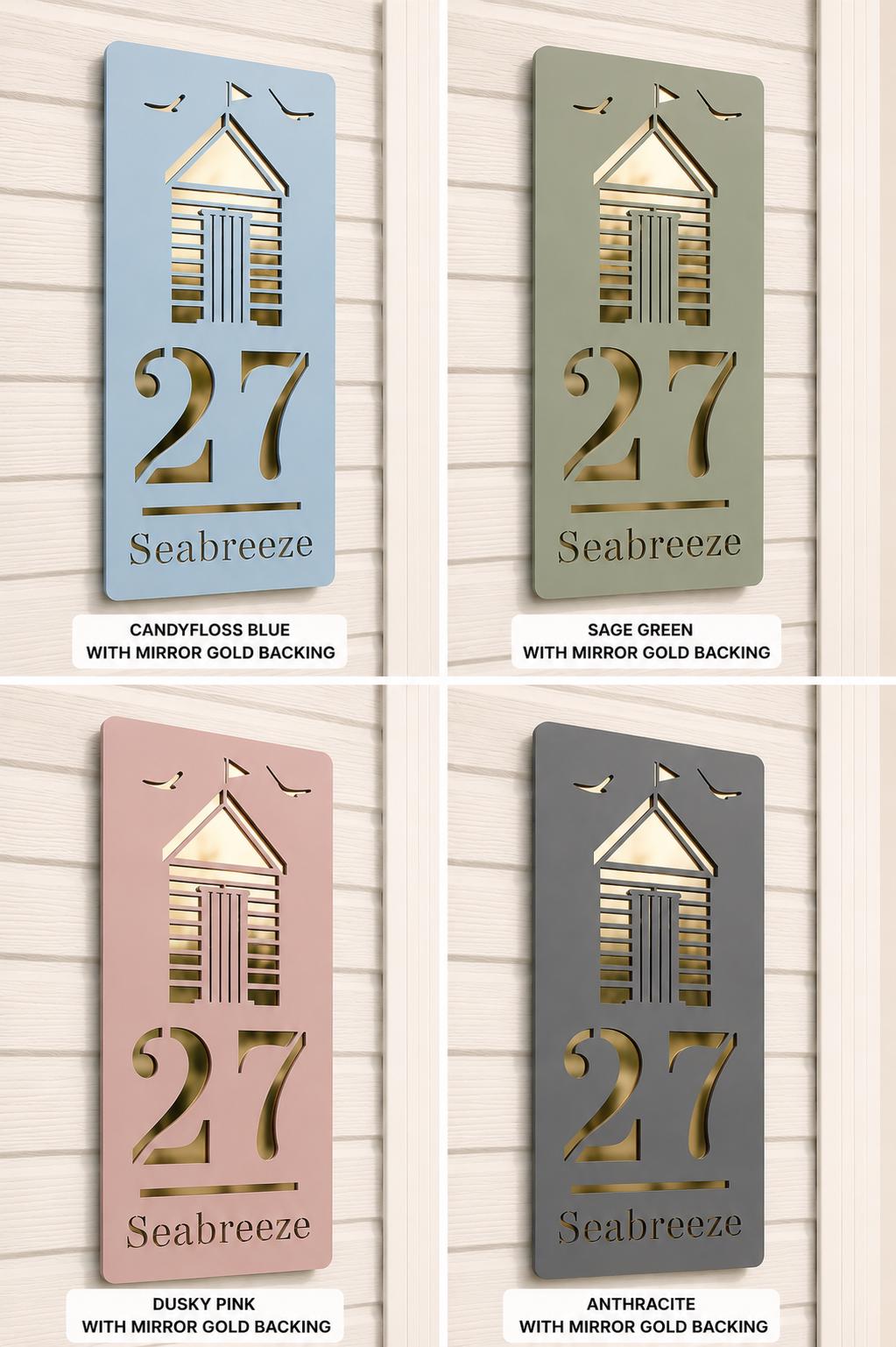 Personalised Beach Hut Caravan Sign, Custom Static Caravan Number Plaque, Coastal Holiday Home Sign