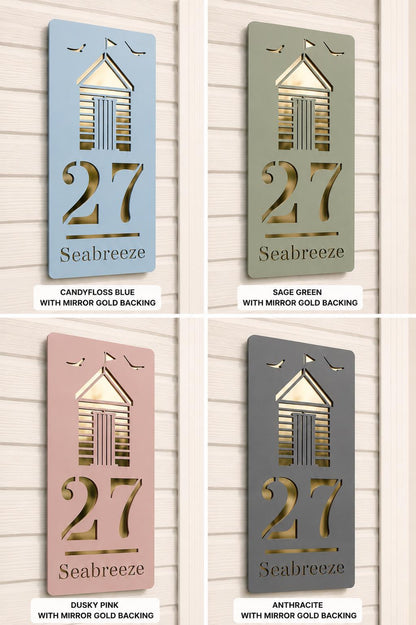 Personalised Beach Hut Caravan Sign, Custom Static Caravan Number Plaque, Coastal Holiday Home Sign